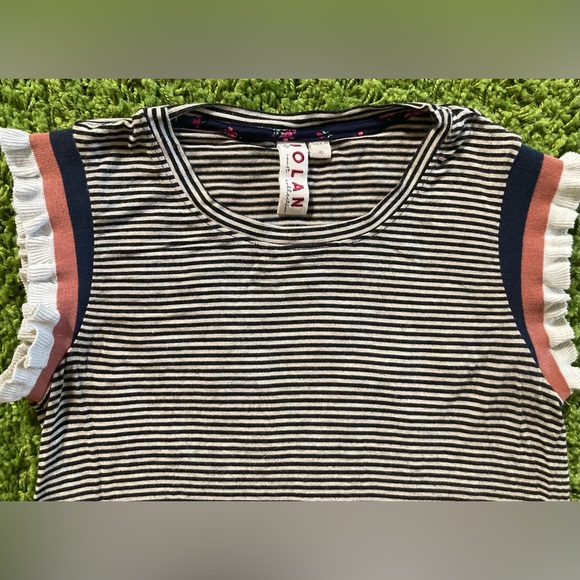 Anthropology Dolan Left Coast Camrose stripped tee with knit flutter sleeves - Picture 2 of 4